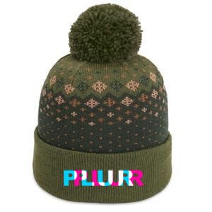 Plur Edm Rave Optical Illusion Glitch Dance Music Festival The Baniff Cuffed Pom Beanie