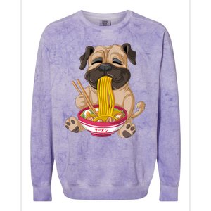 Pug Eating Ramen Colorblast Crewneck Sweatshirt