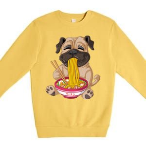 Pug Eating Ramen Premium Crewneck Sweatshirt