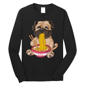 Pug Eating Ramen Long Sleeve Shirt