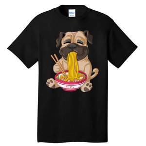 Pug Eating Ramen Tall T-Shirt