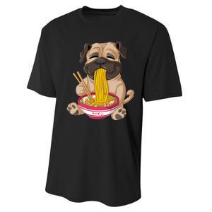 Pug Eating Ramen Performance Sprint T-Shirt