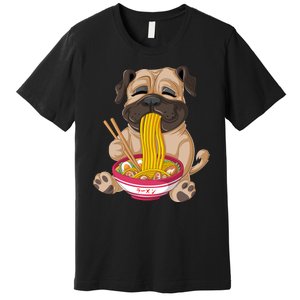 Pug Eating Ramen Premium T-Shirt