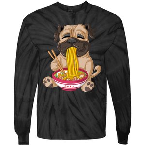 Pug Eating Ramen Tie-Dye Long Sleeve Shirt