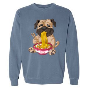 Pug Eating Ramen Garment-Dyed Sweatshirt