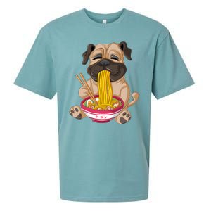 Pug Eating Ramen Sueded Cloud Jersey T-Shirt