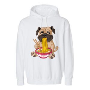 Pug Eating Ramen Garment-Dyed Fleece Hoodie