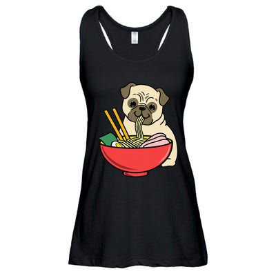 Pug Eating Ra Ladies Essential Flowy Tank