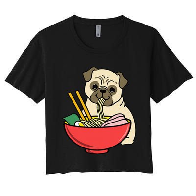 Pug Eating Ra Women's Crop Top Tee