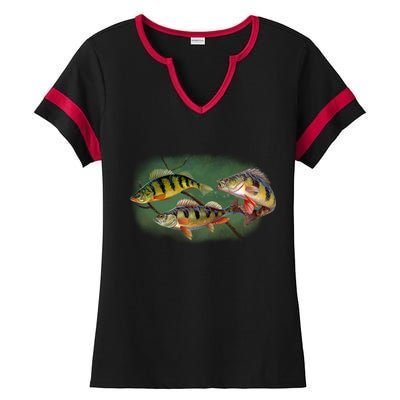 Perch Wild Life Fish Ladies Halftime Notch Neck Tee