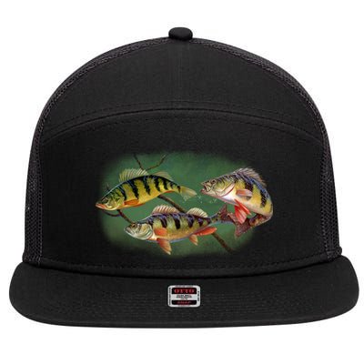 Perch Wild Life Fish 7 Panel Mesh Trucker Snapback Hat