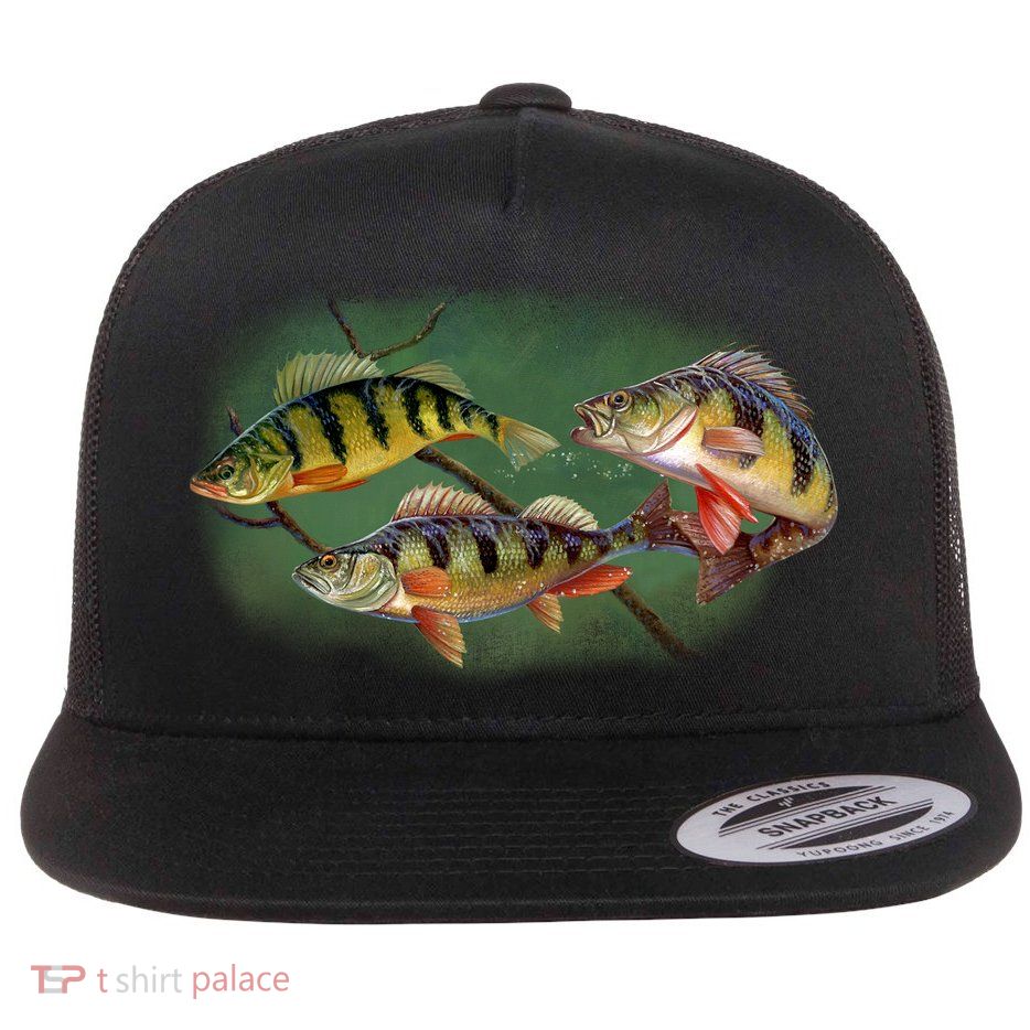 Perch Wild Life Fish Flat Bill Trucker Hat