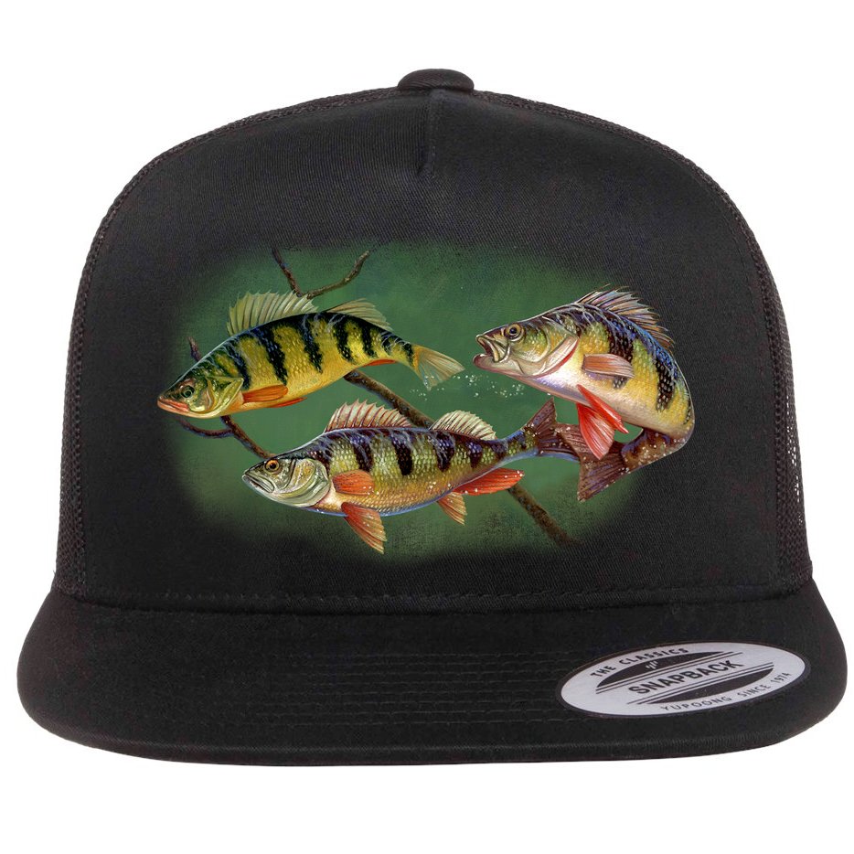 Perch Wild Life Fish Flat Bill Trucker Hat