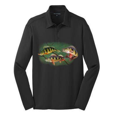 Perch Wild Life Fish Silk Touch Performance Long Sleeve Polo