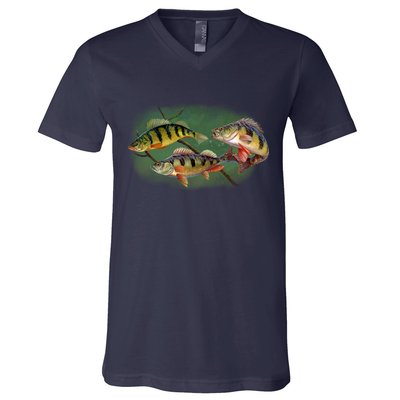 Perch Wild Life Fish V-Neck T-Shirt