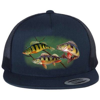 Perch Wild Life Fish Flat Bill Trucker Hat