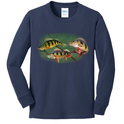 Perch Wild Life Fish Kids Long Sleeve Shirt