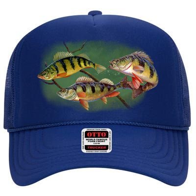 Perch Wild Life Fish High Crown Mesh Back Trucker Hat