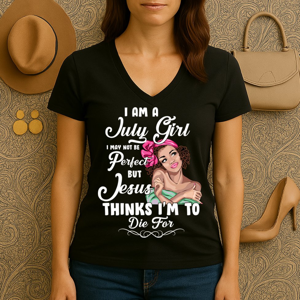 Perfect July Girl Jesus Thinks I'm To Die For Women's V-Neck T-Shirt