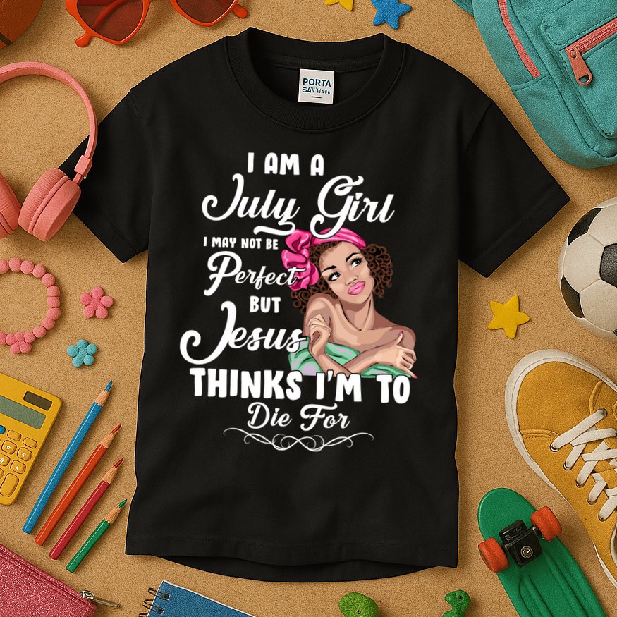 Perfect July Girl Jesus Thinks I'm To Die For Kids T-Shirt