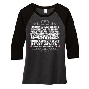 Perfection Pro Trump Impeached Women's Tri-Blend 3/4-Sleeve Raglan Shirt