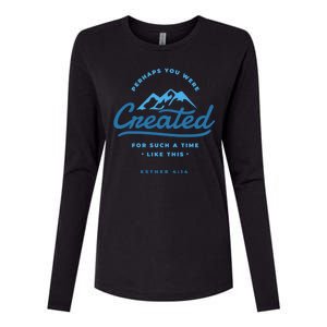 Perhaps You Were Created Bible Verse Womens Cotton Relaxed Long Sleeve T-Shirt