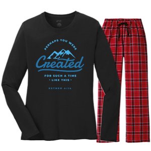 Perhaps You Were Created Bible Verse Women's Long Sleeve Flannel Pajama Set 