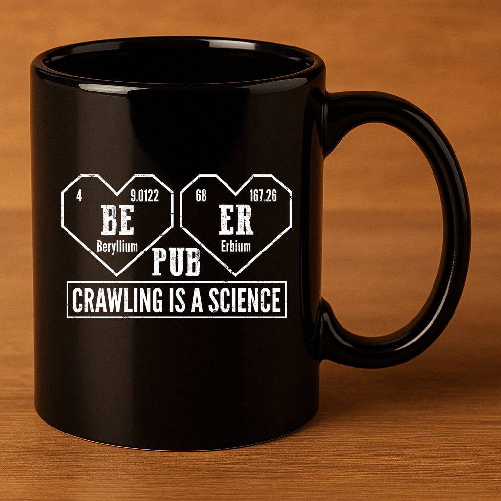 Periodic Table Beer Pub Crawling Is A Science 11oz C Handle Ceramic Mug