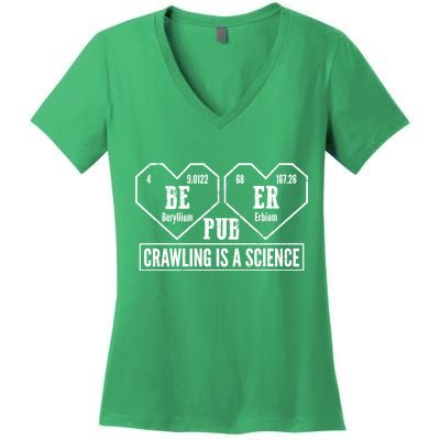 Periodic Table Beer Pub Crawling Is A Science Women's V-Neck T-Shirt