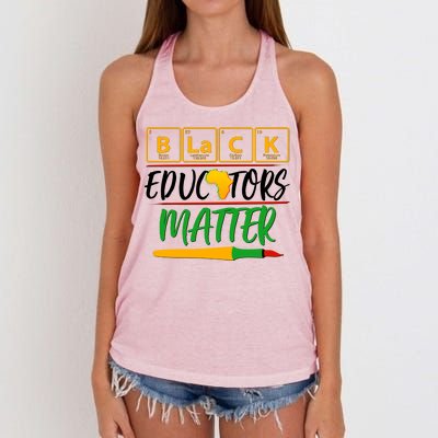 Periodic Table Black Educators Matter Women's Knotted Racerback Tank