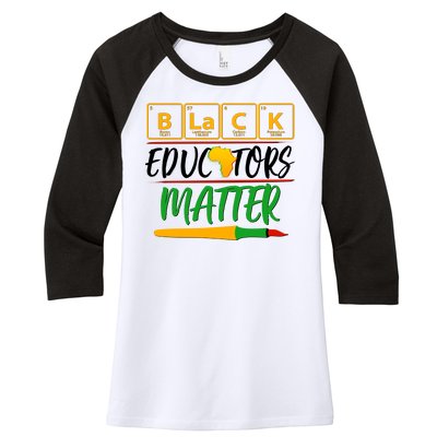 Periodic Table Black Educators Matter Women's Tri-Blend 3/4-Sleeve Raglan Shirt