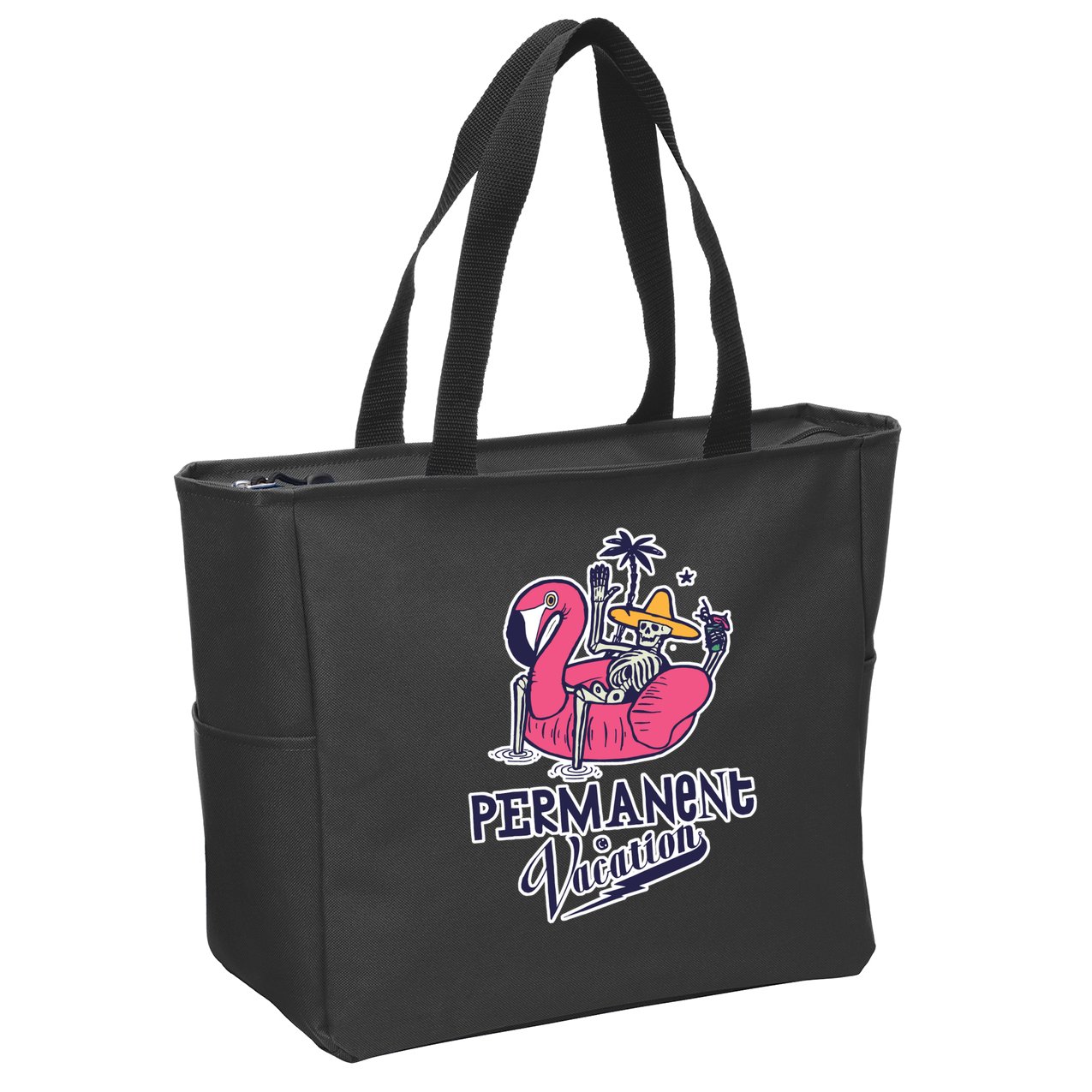 Permanent Vacation Zip Tote Bag
