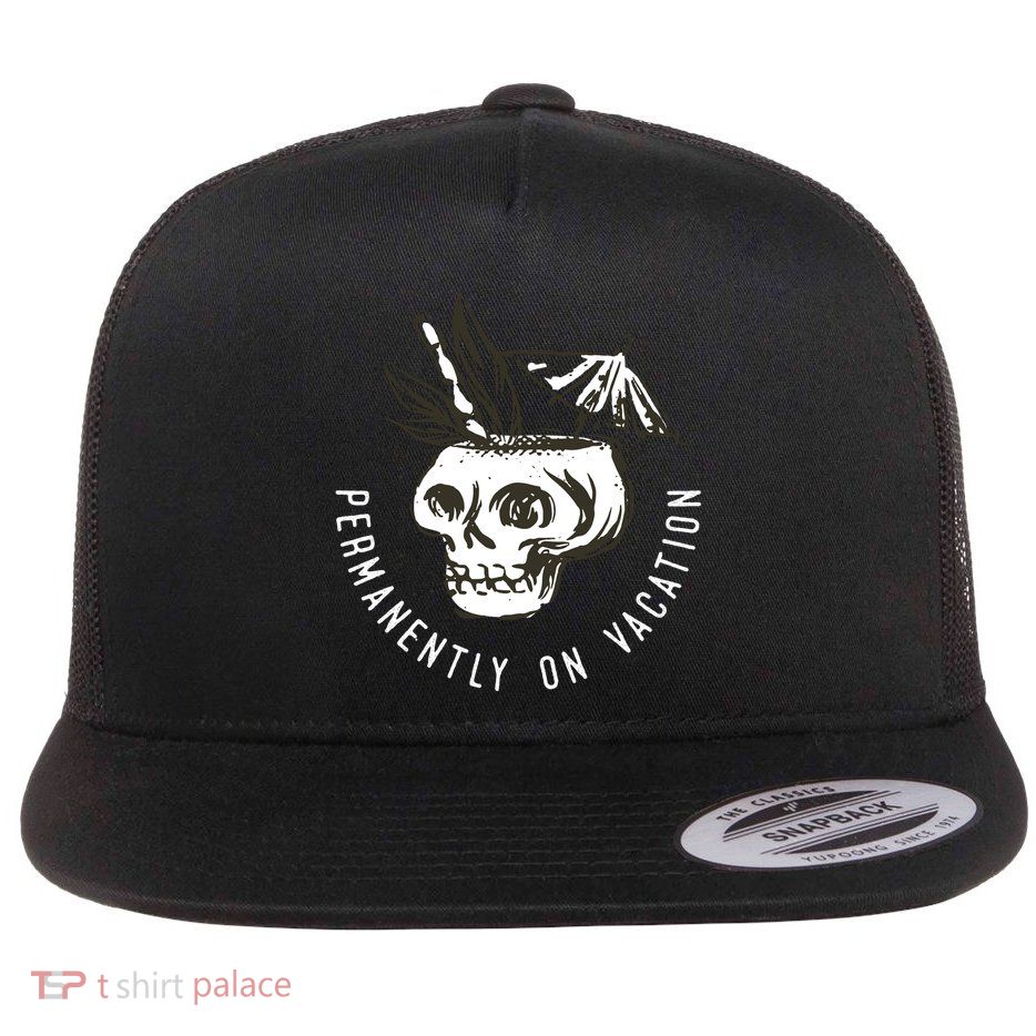 Permanently On Vacation Flat Bill Trucker Hat