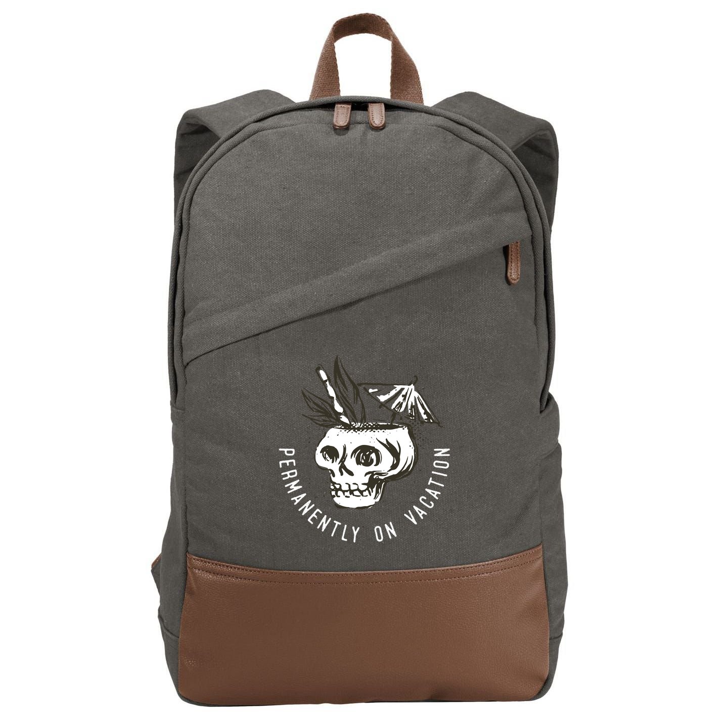 Permanently On Vacation Cotton Canvas Backpack
