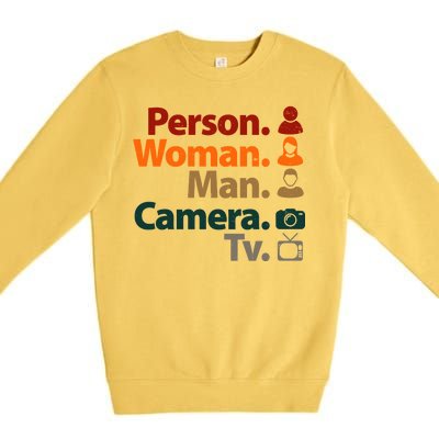 Person Woman Man Camera TV Donald Trump Cognitive Test Premium Crewneck Sweatshirt