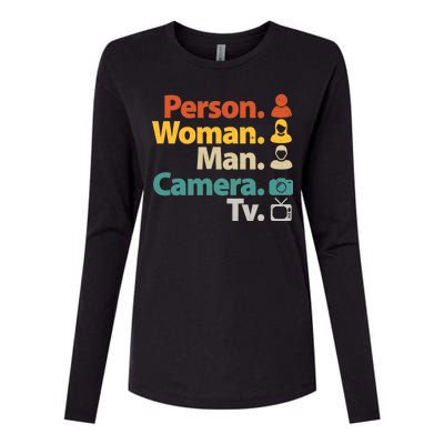 Person Woman Man Camera TV Donald Trump Cognitive Test Womens Cotton Relaxed Long Sleeve T-Shirt