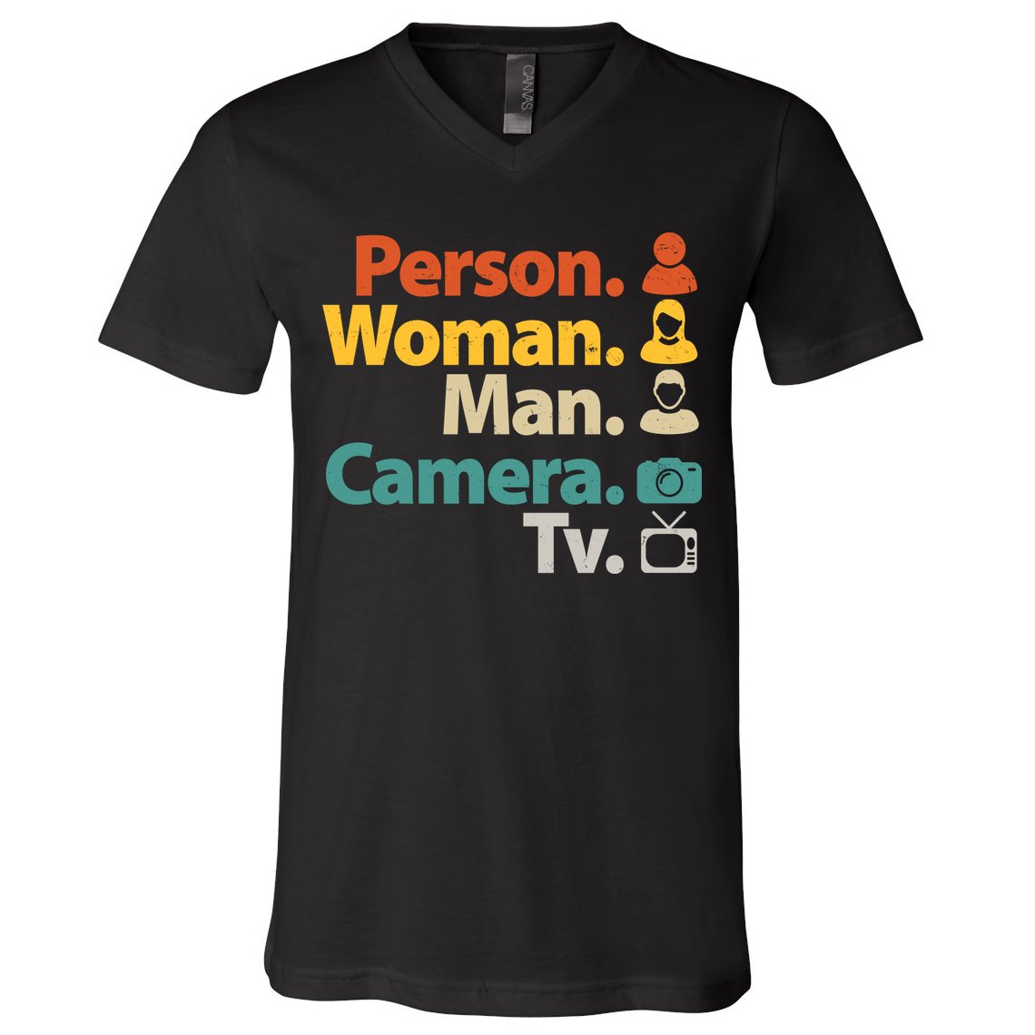 Person Woman Man Camera TV Donald Trump Cognitive Test V-Neck T-Shirt