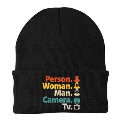 Person Woman Man Camera TV Donald Trump Cognitive Test Knit Cap Winter Beanie