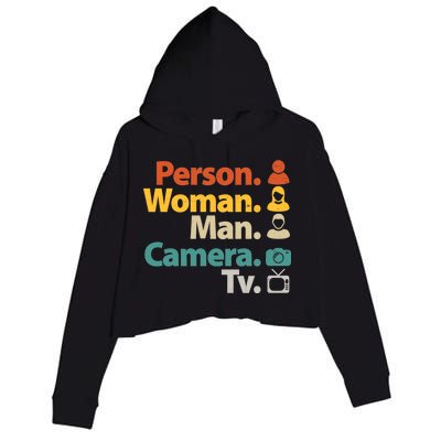 Person Woman Man Camera TV Donald Trump Cognitive Test Crop Fleece Hoodie