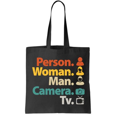 Person Woman Man Camera TV Donald Trump Cognitive Test Bag