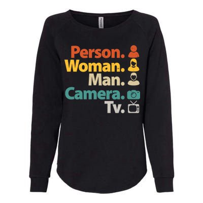 Person Woman Man Camera TV Donald Trump Cognitive Test Womens California Wash Sweatshirt