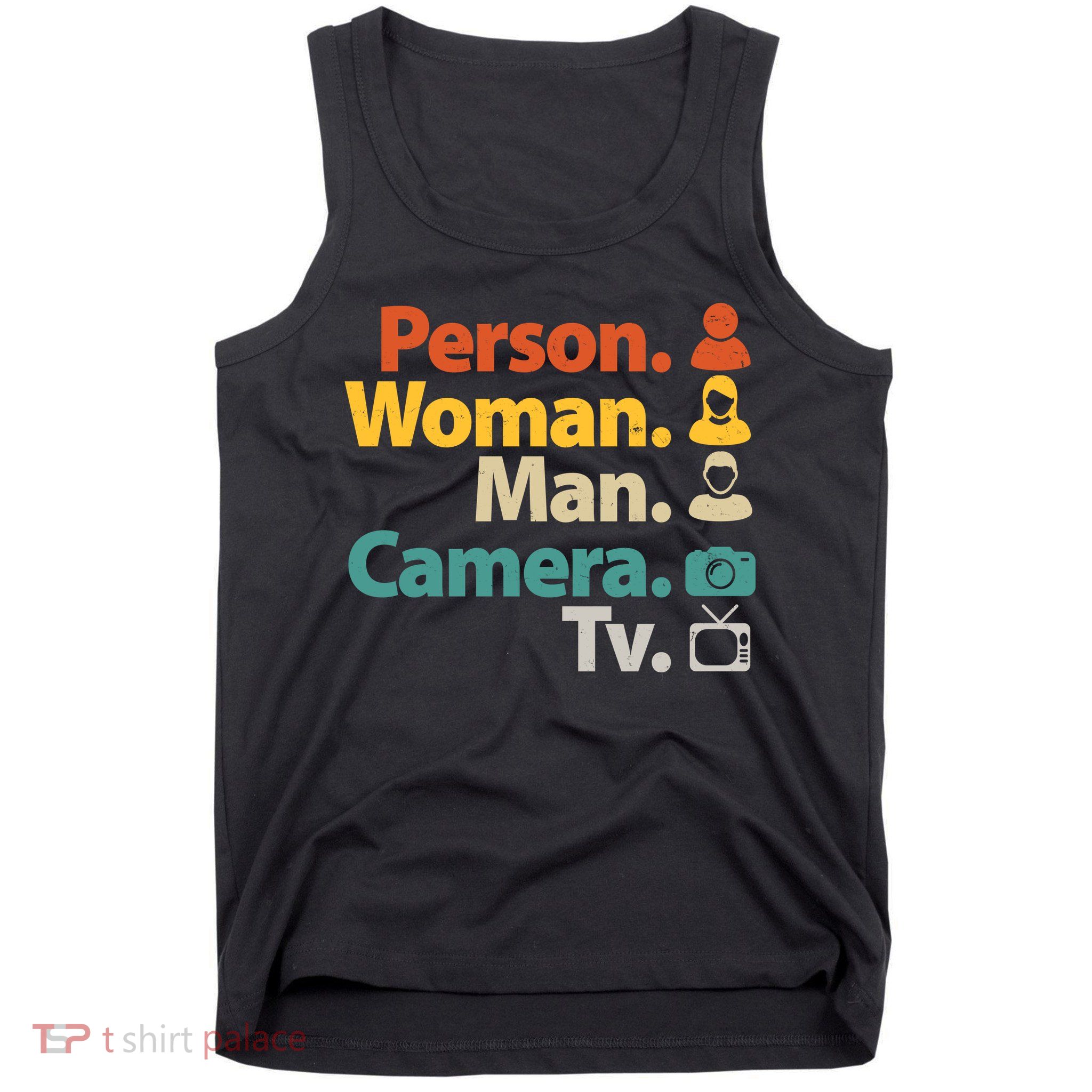Person Woman Man Camera TV Donald Trump Cognitive Test Tank Top