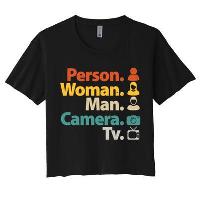 Person Woman Man Camera TV Donald Trump Cognitive Test Crop Top