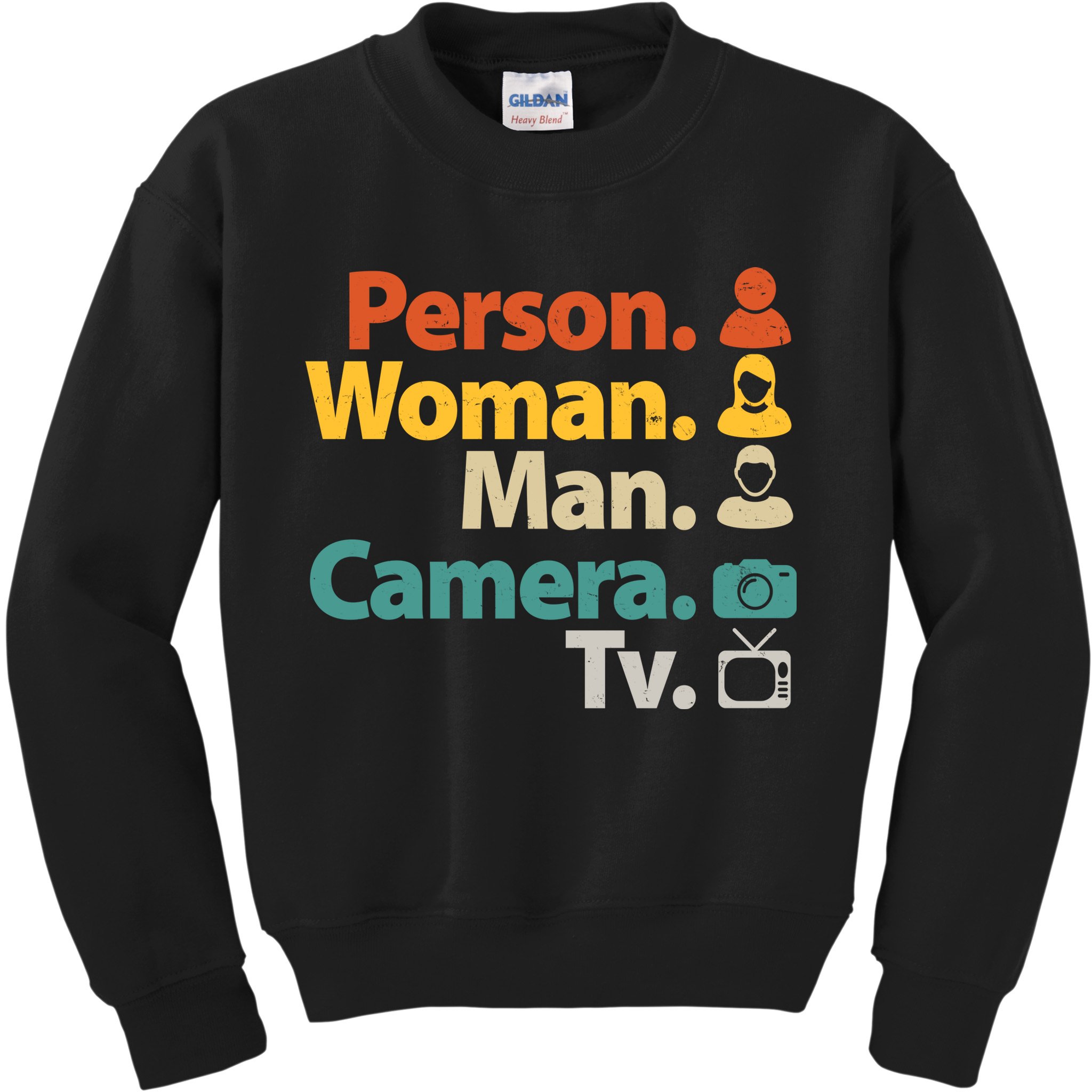 Person Woman Man Camera TV Donald Trump Cognitive Test Kids Sweatshirt