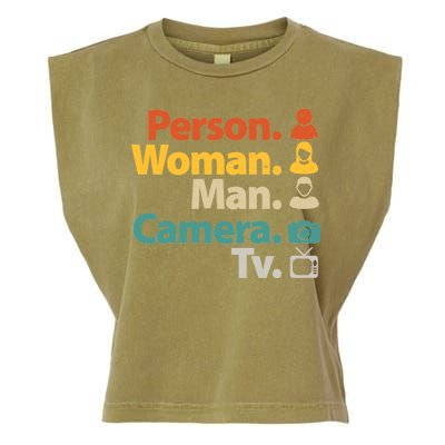 Person Woman Man Camera TV Donald Trump Cognitive Test Garment-Dyed Women's Muscle Tee