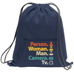 Person Woman Man Camera TV Donald Trump Cognitive Test Sweatshirt Cinch Pack Bag