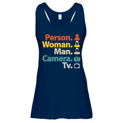 Person Woman Man Camera TV Donald Trump Cognitive Test Ladies Essential Flowy Tank