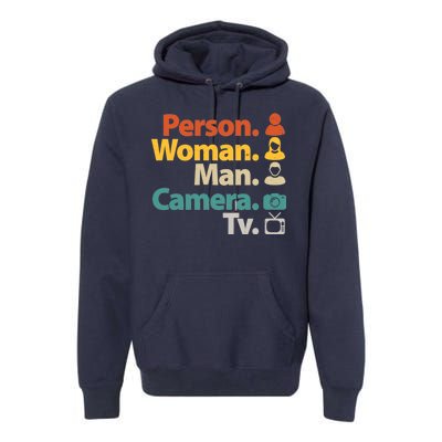 Person Woman Man Camera TV Donald Trump Cognitive Test Premium Hoodie