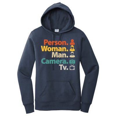 Person Woman Man Camera TV Donald Trump Cognitive Test Women's Pullover Hoodie