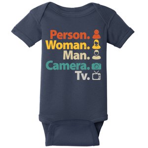 Person Woman Man Camera TV Donald Trump Cognitive Test Baby Bodysuit